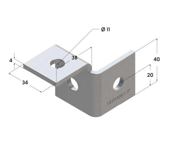 TERMOCLIP 09254002 Уголок 3D левый 38-41 4F3 80x48x38, 4 мм