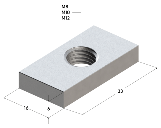 TERMOCLIP 09243001 Гайка профиля 38-40 6F 16x6x33, 6 мм