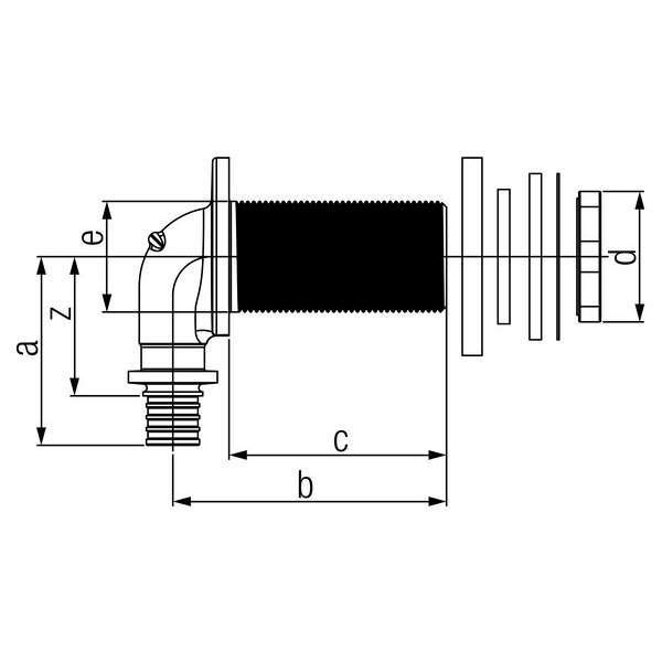 РЕХАУ 14564191001 RAUTITAN RX+ Угольник настенный для ДСП 16-Rp1/2X35, бронза