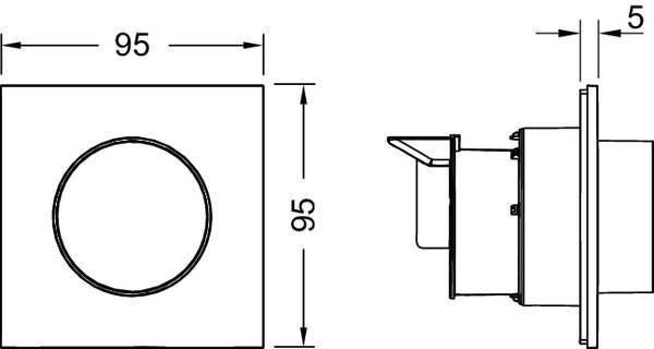 TECE 9240984 TECEflushpoint Пневматическая дистанционная пластиковая панель смыва унитаза для одинарной системы смыва, квадратная, белая
