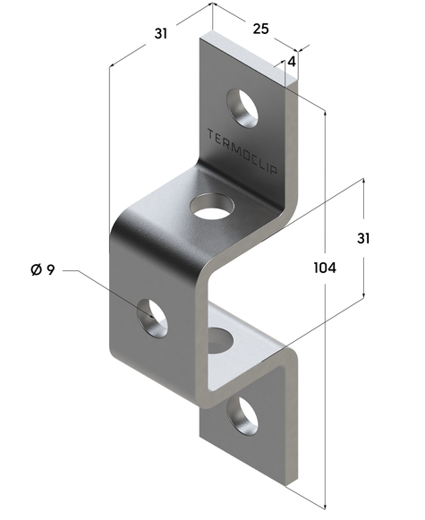 TERMOCLIP 09122001 Скоба соединительная 28x30 4F5 25x31x104, 4 мм